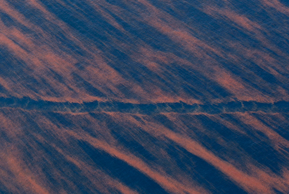 Oil slick with ship's wake, BP oil spill, Gulf of Mexico